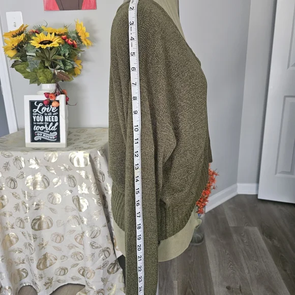 Lulus Perfectly Promising Olive Green Long Sleeve V- Neck Sweater Sz M - Picture 8 of 14